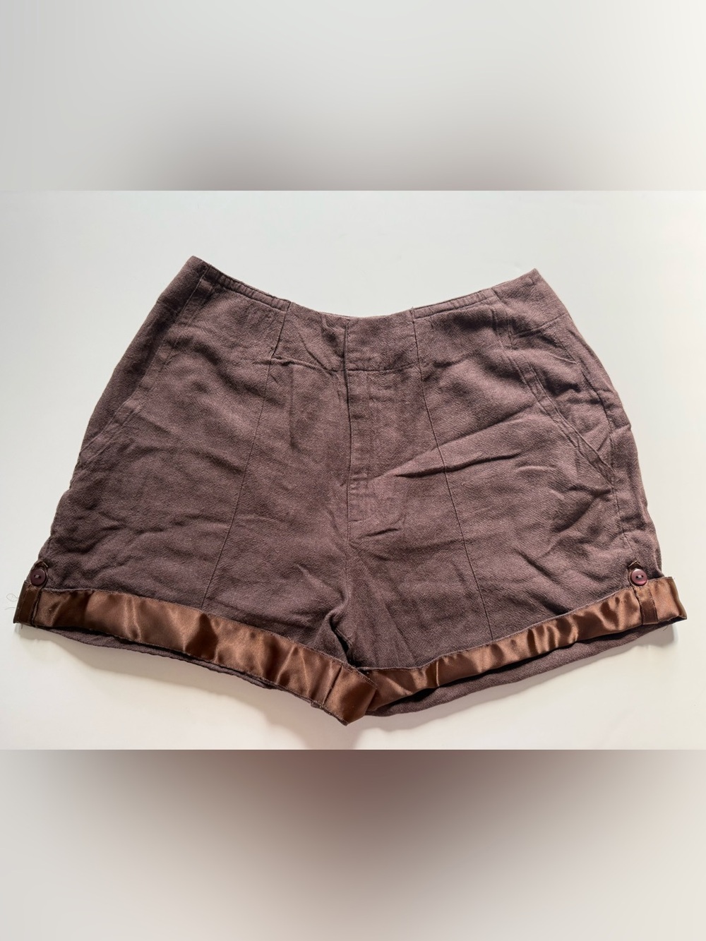 Carve Designs High-Waist Brown Shorts with Satin Hem